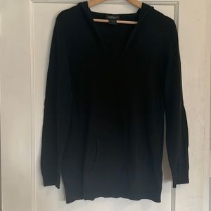 Lord & Taylor Black 100% Cashmere Hooded Sweater with Pocket